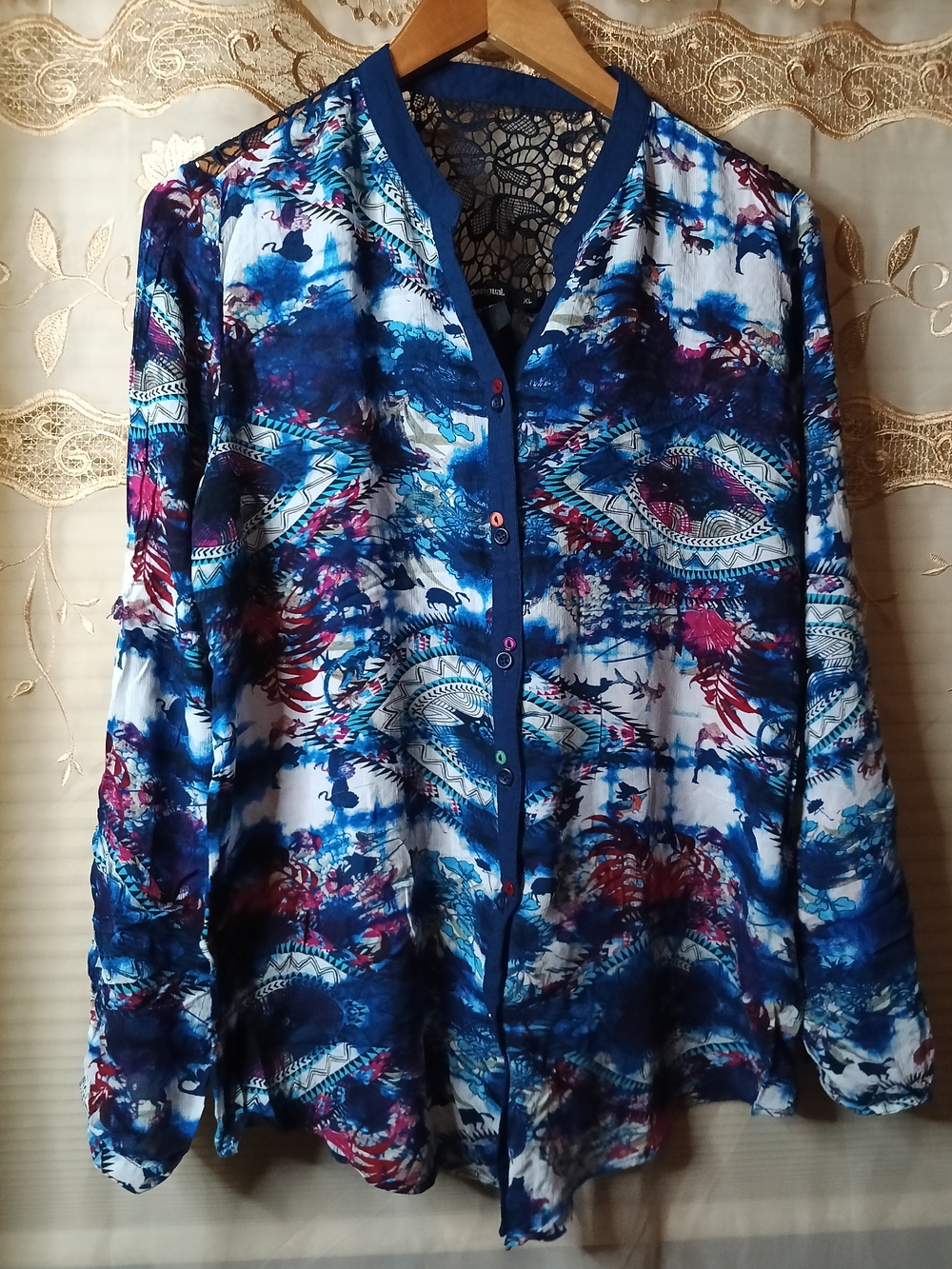 Desigual Multicolor Abstract Blue-Print Button Down Shirt